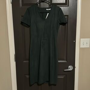 Mango MNG Suit hunter (dark) green) super suede dress. NWT